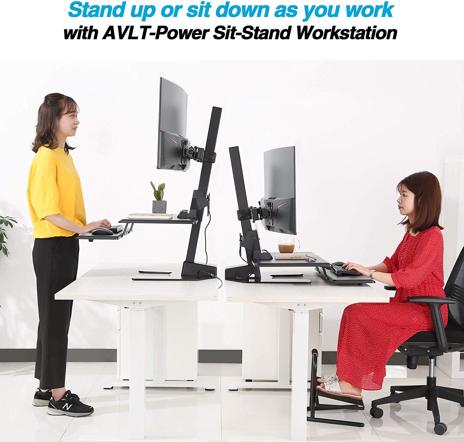 Avlt Dual 32 Inch Monitor Electric Standing Desk With Huge
