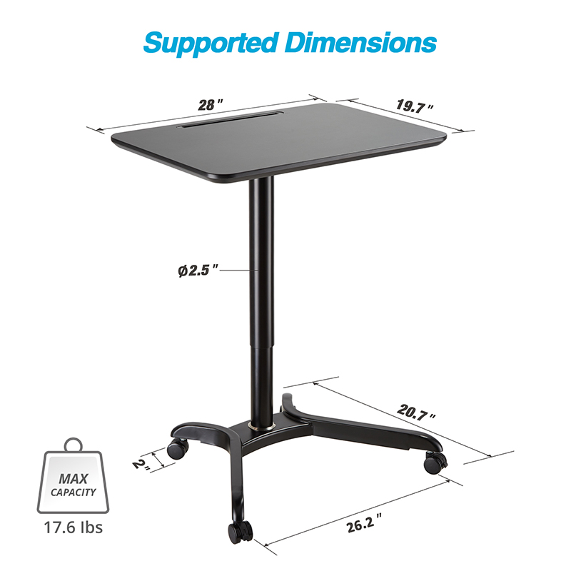Avlt Pneumatic Adjustable Height Desk, Adjustable Height Desk Dimensions