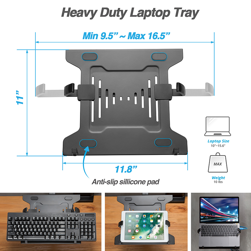 AVLT VESA 75x75 100x100 Laptop Holder for 11 Inch to 17 Inch Laptops -  Supports Up to 8.8 Pounds - Adjustable Steel Laptop Mount Tray - Strong