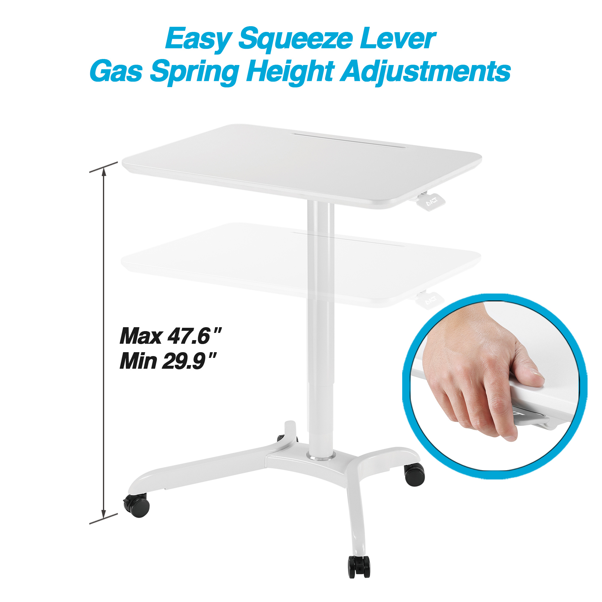 AVLT Pneumatic Adjustable Height Desk - Adjustable Laptop Desk