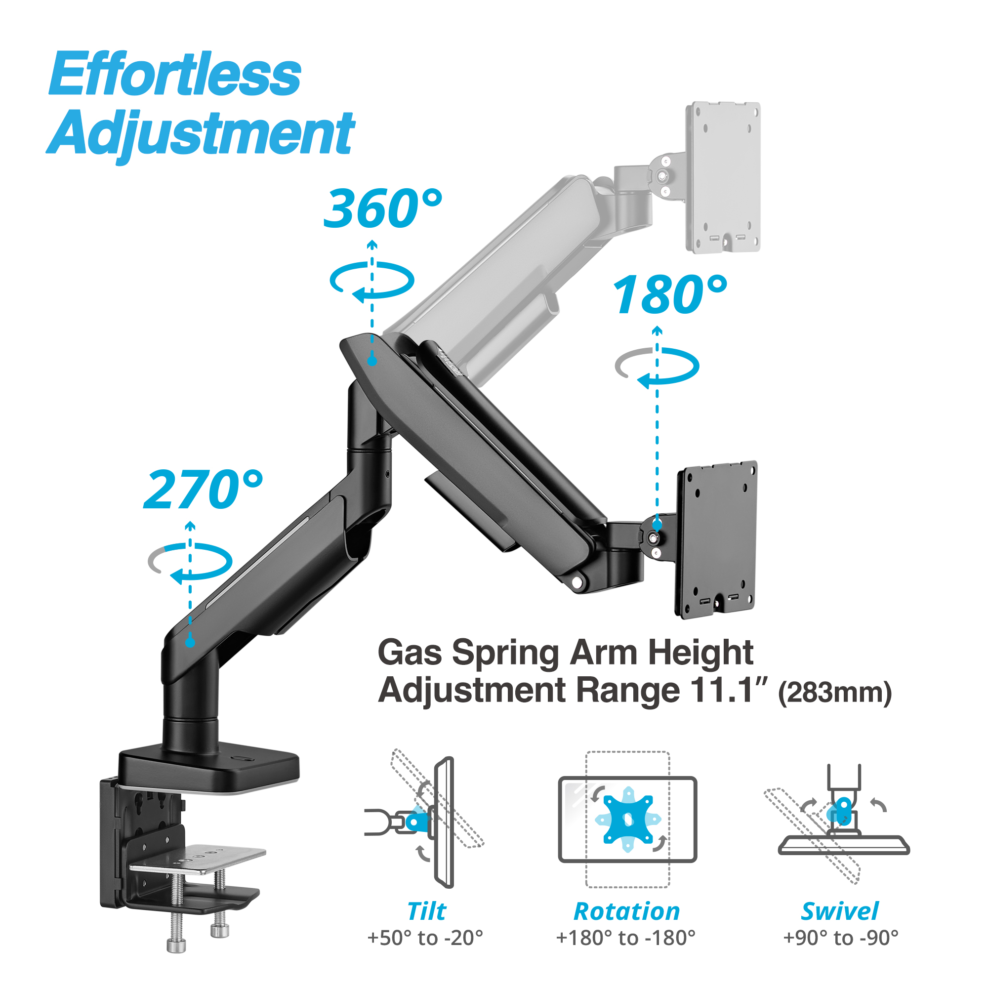 Avlt Rgb Lights Single Gaming Monitor Arm Desk Mount Fits One